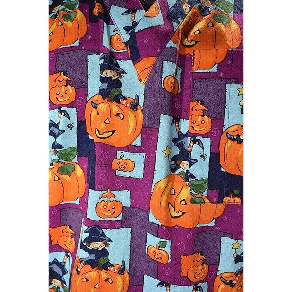 Women's Scrub Top Halloween Pumpkin Pattern Size Small - Picture 2 of 10